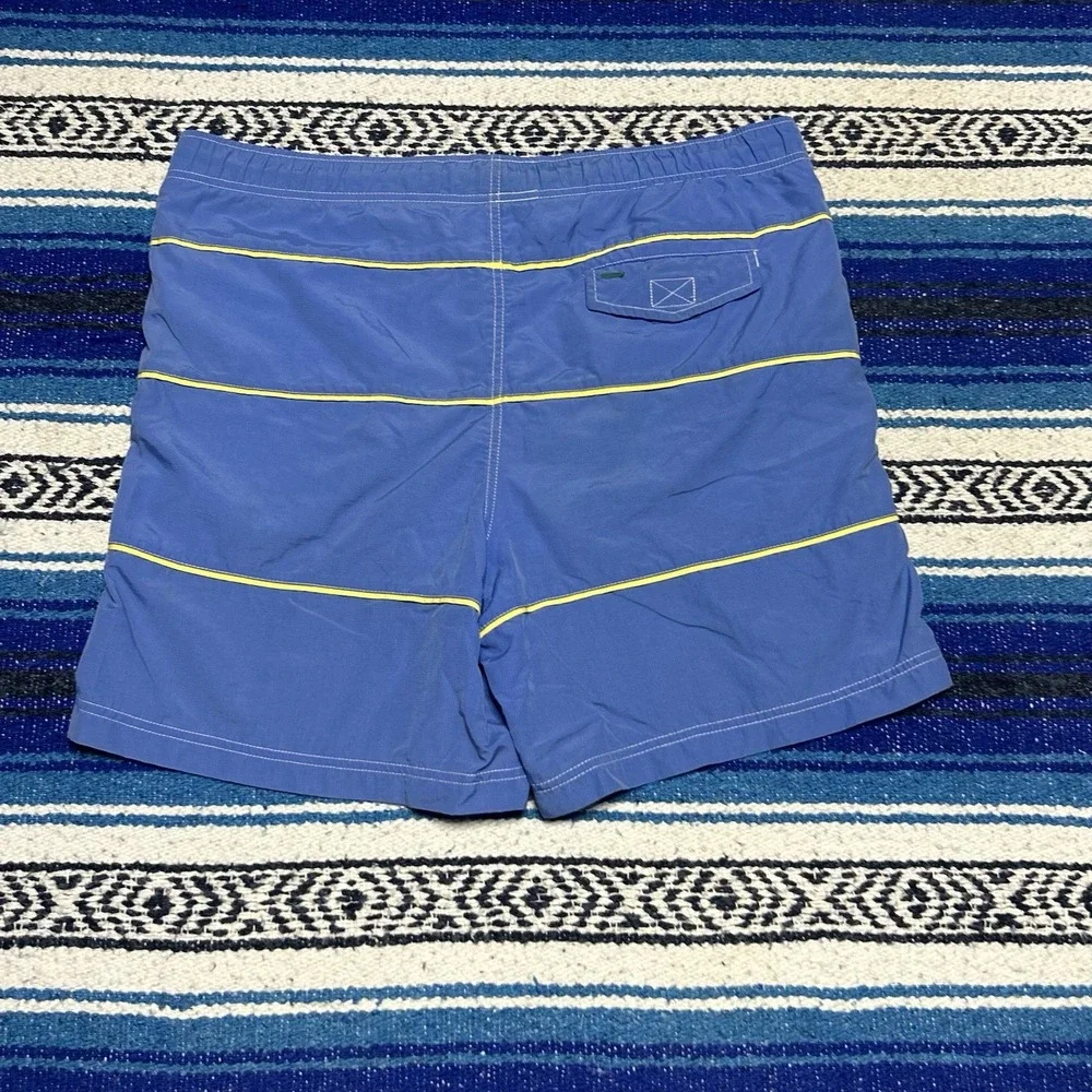 Y2K Tommy Hilfiger Men's Large Blue Yellow Swim Trunks Board Shorts Spellout